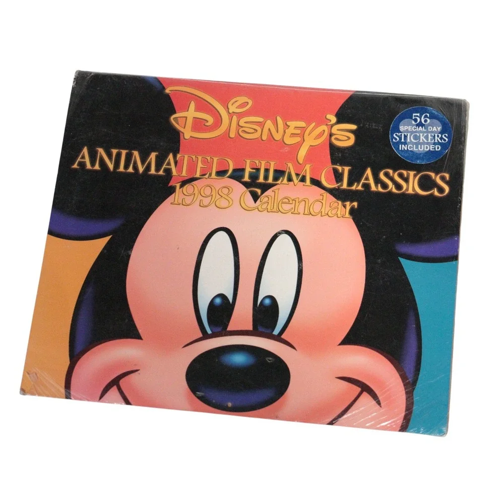 Vintage Disney Calendar 1998 Animated Film Classics & Collectible Stickers NWT